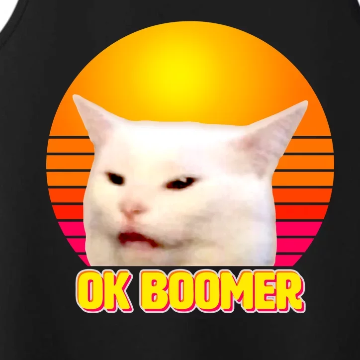 Funny Retro Table Cat OK Boomer Meme Performance Tank