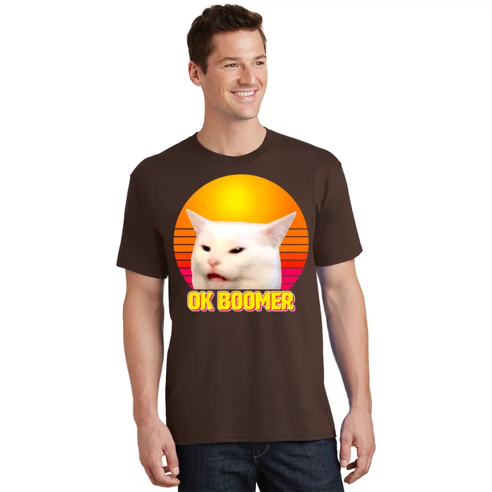 Funny Retro Table Cat OK Boomer Meme T-Shirt