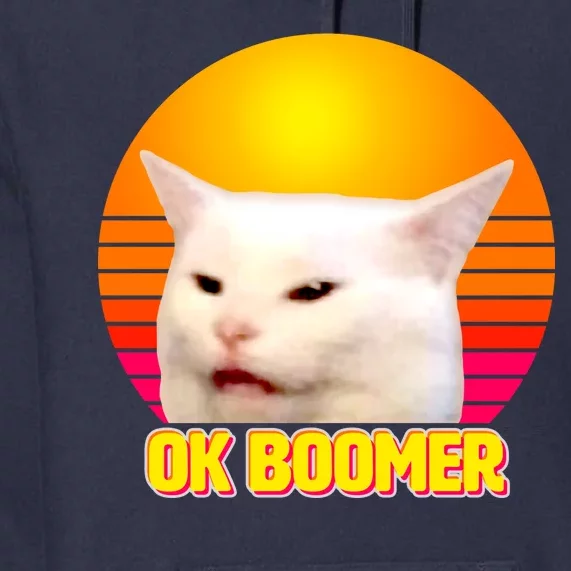 Funny Retro Table Cat OK Boomer Meme Premium Hoodie