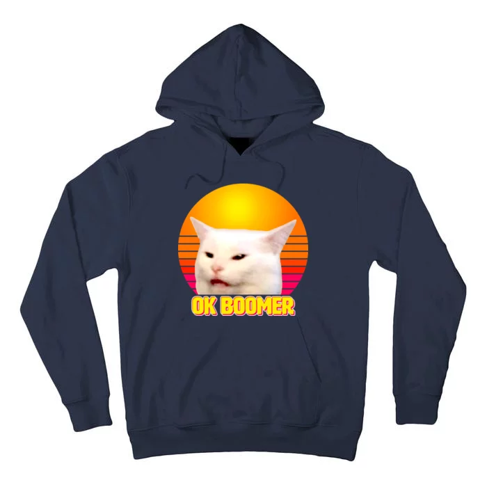 Funny Retro Table Cat OK Boomer Meme Tall Hoodie