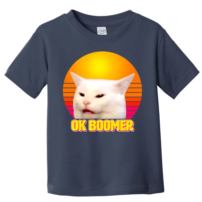 Funny Retro Table Cat OK Boomer Meme Toddler T-Shirt