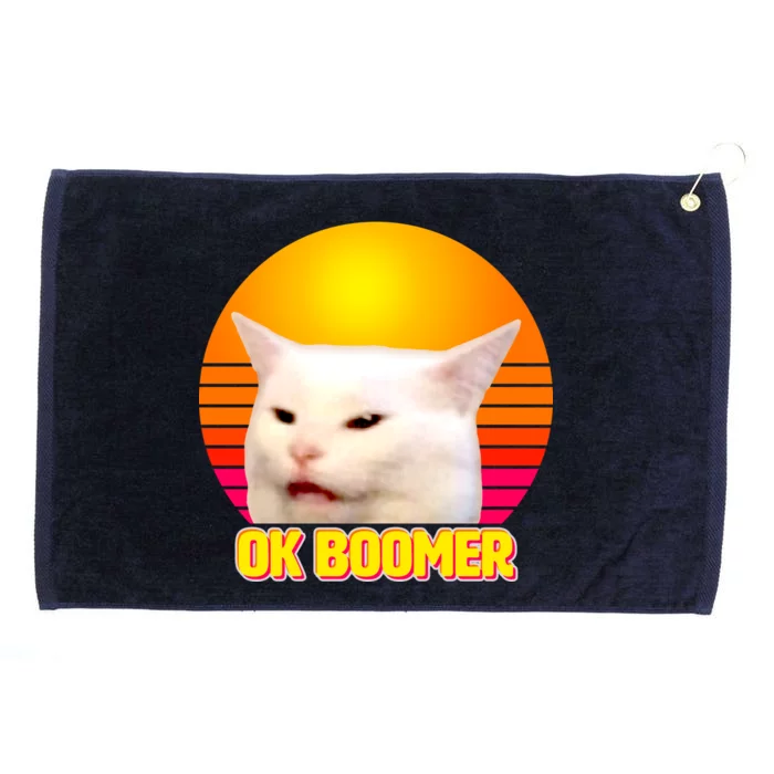 Funny Retro Table Cat OK Boomer Meme Grommeted Golf Towel