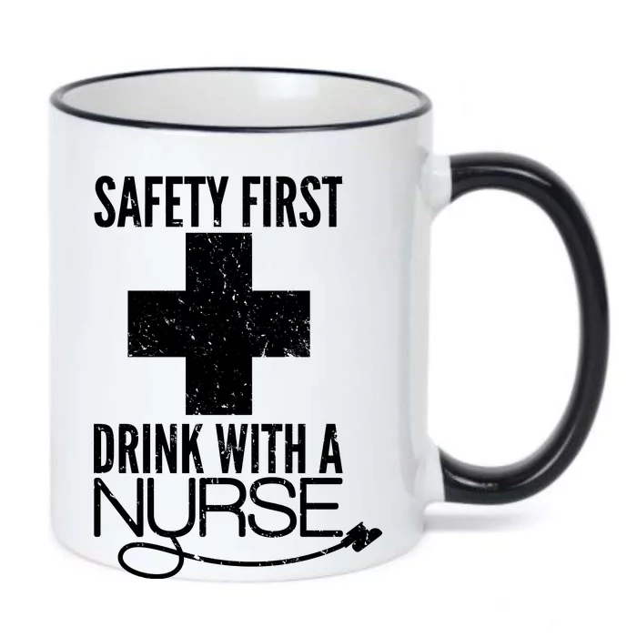 Funny Safety First Drink With A Nurse Black Color Changing Mug