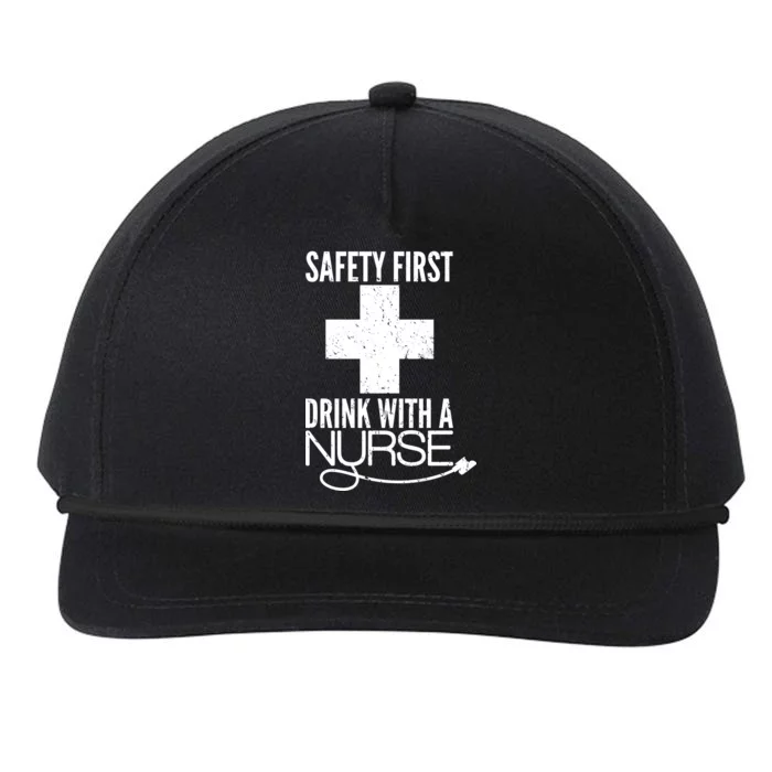 Funny Safety First Drink With A Nurse Snapback Five-Panel Rope Hat