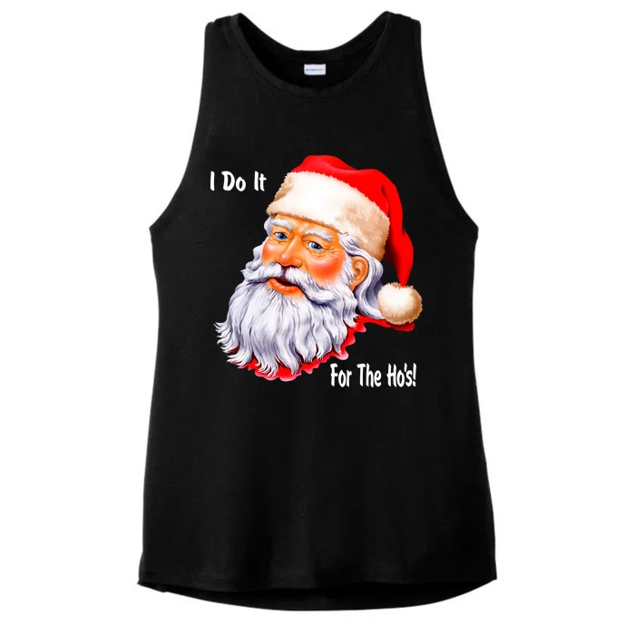 Funny Santa Claus I Do It For The HO'S Christmas Ladies Tri-Blend Wicking Tank