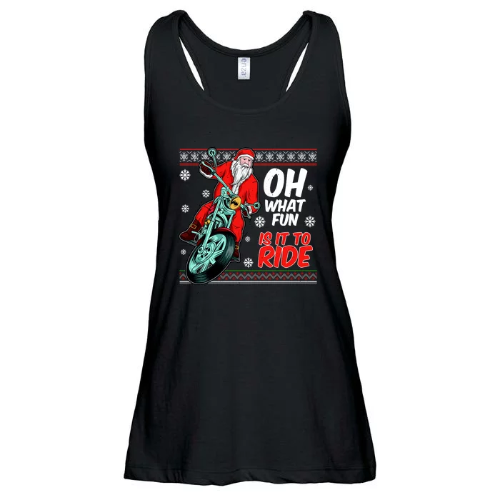 Funny Santa Oh What Fun It Is To Ride Motorcycle Ladies Essential Flowy Tank