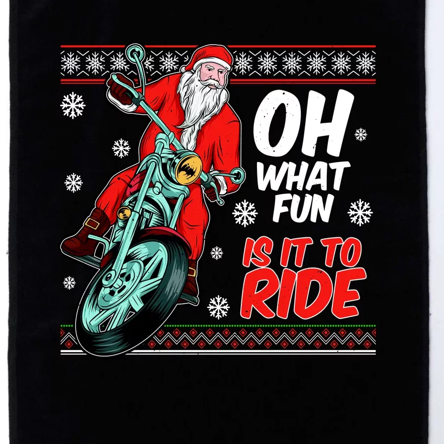 Funny Santa Oh What Fun It Is To Ride Motorcycle Platinum Collection Golf Towel