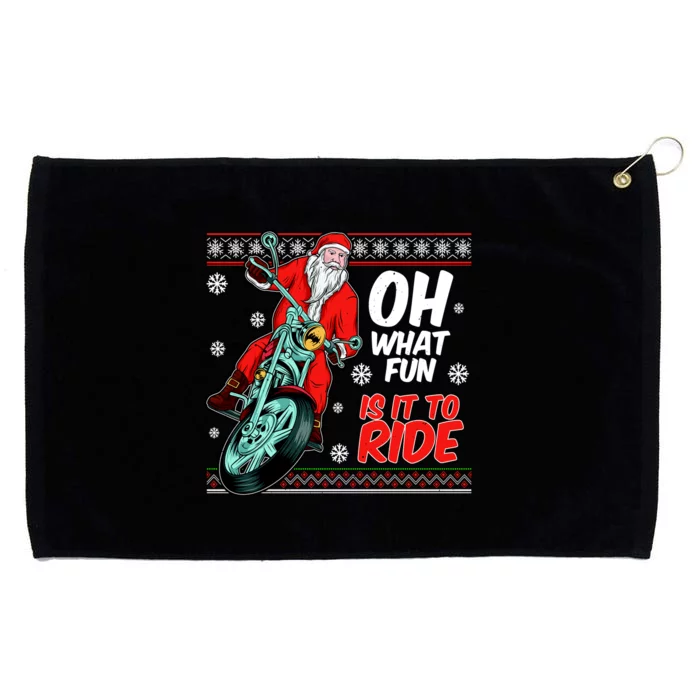 Funny Santa Oh What Fun It Is To Ride Motorcycle Grommeted Golf Towel