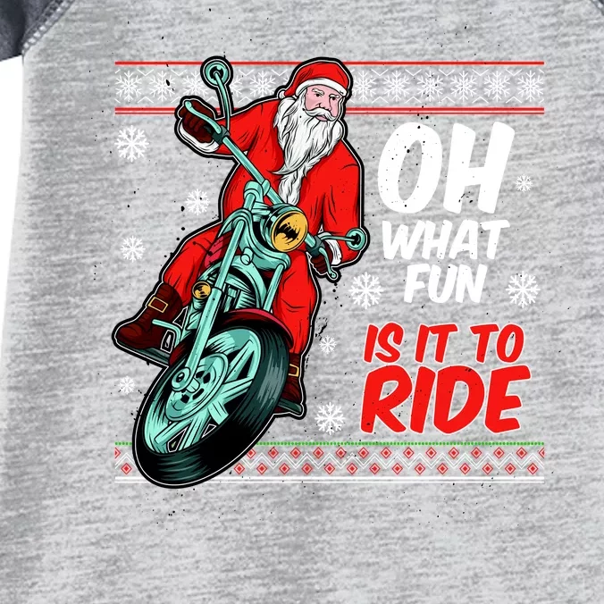 Funny Santa Oh What Fun It Is To Ride Motorcycle Infant Baby Jersey Bodysuit