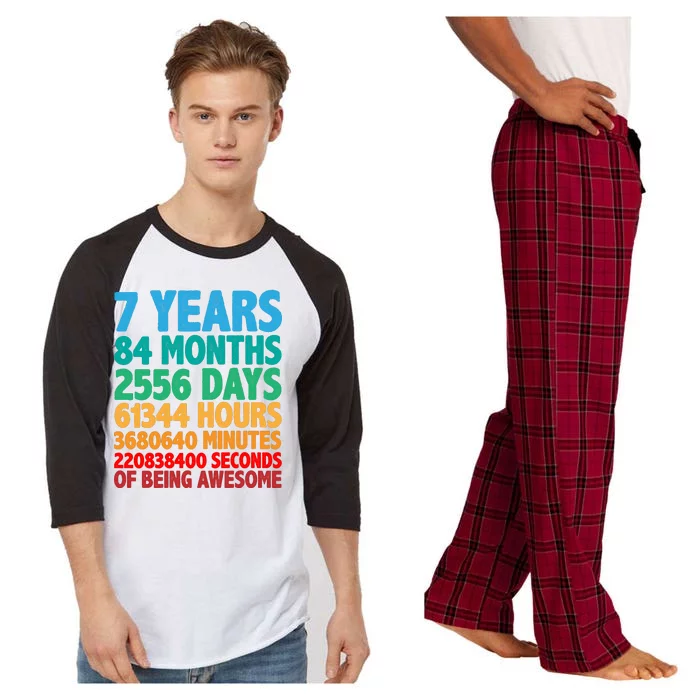 Funny Seven Years Old 7th Birthday Raglan Sleeve Pajama Set