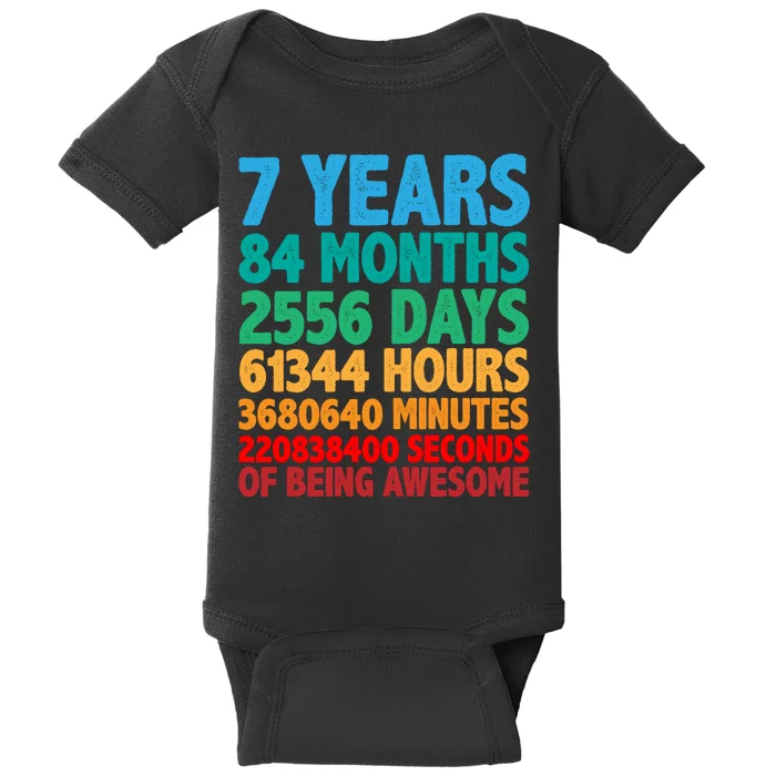 Funny Seven Years Old 7th Birthday Baby Bodysuit