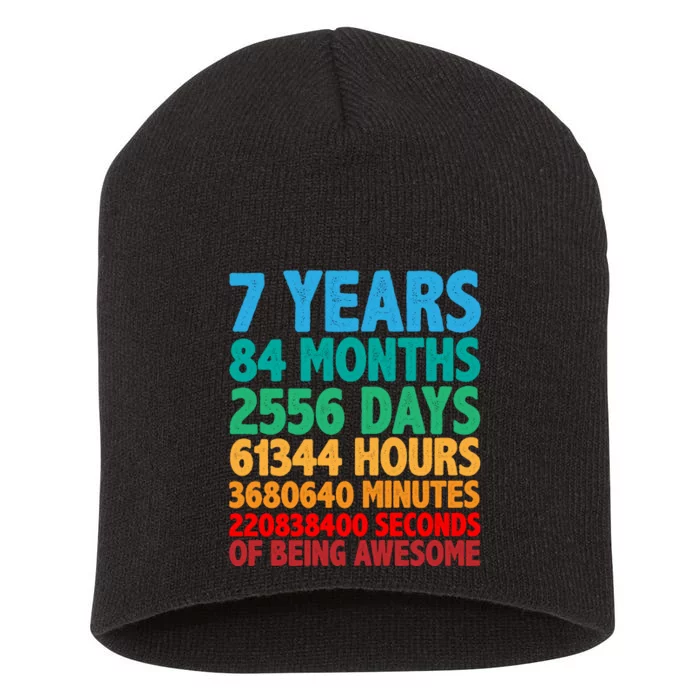 Funny Seven Years Old 7th Birthday Short Acrylic Beanie