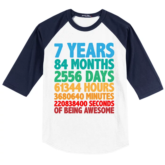 Funny Seven Years Old 7th Birthday Baseball Sleeve Shirt