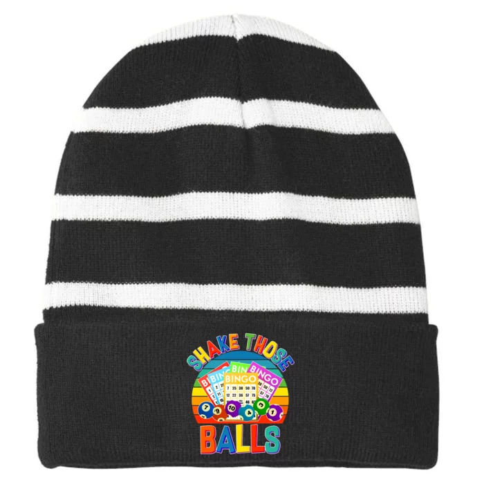 Funny Shake Those Balls Bingo Striped Beanie with Solid Band