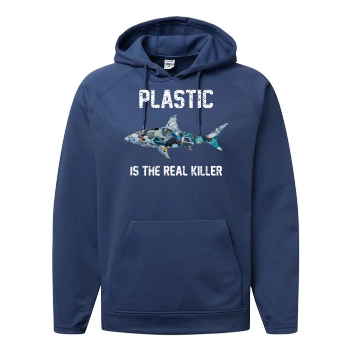 Funny Shark Plastic Is The Real Killer Performance Fleece Hoodie