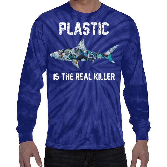 Funny Shark Plastic Is The Real Killer Tie-Dye Long Sleeve Shirt