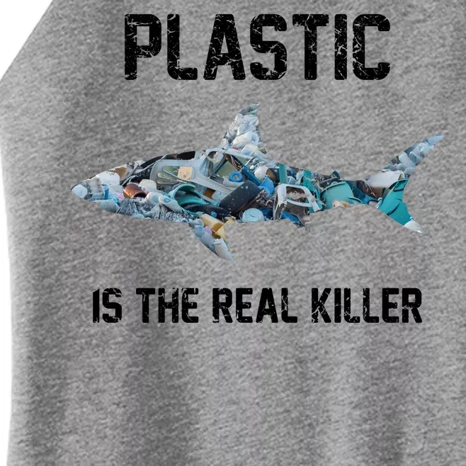 Funny Shark Plastic Is The Real Killer Women’s Perfect Tri Rocker Tank