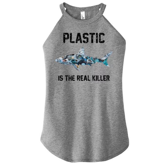 Funny Shark Plastic Is The Real Killer Women’s Perfect Tri Rocker Tank