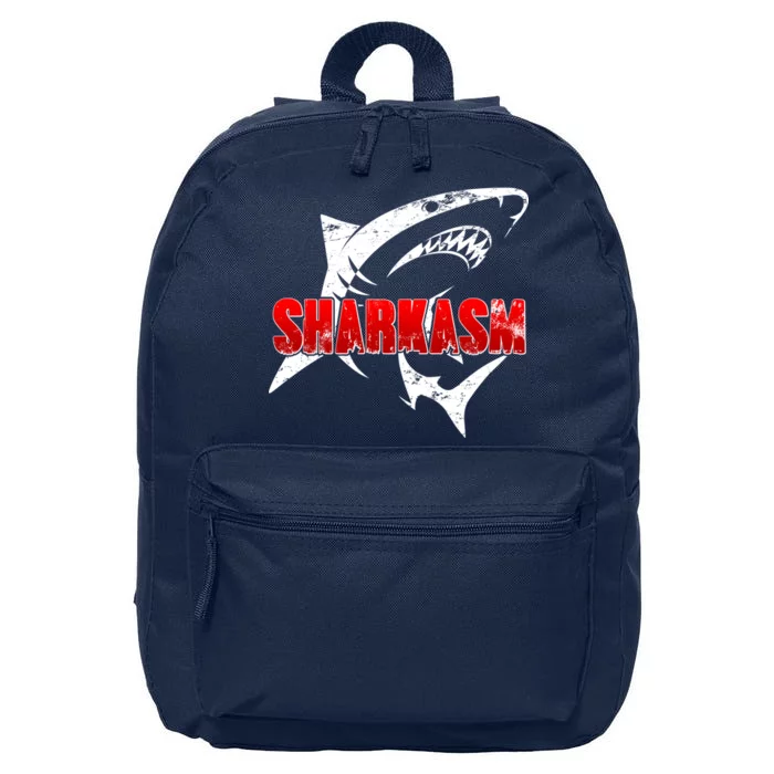 Funny Sharkasm Shark Fan 16 in Basic Backpack