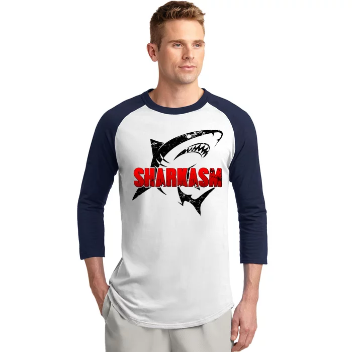 Funny Sharkasm Shark Fan Baseball Sleeve Shirt