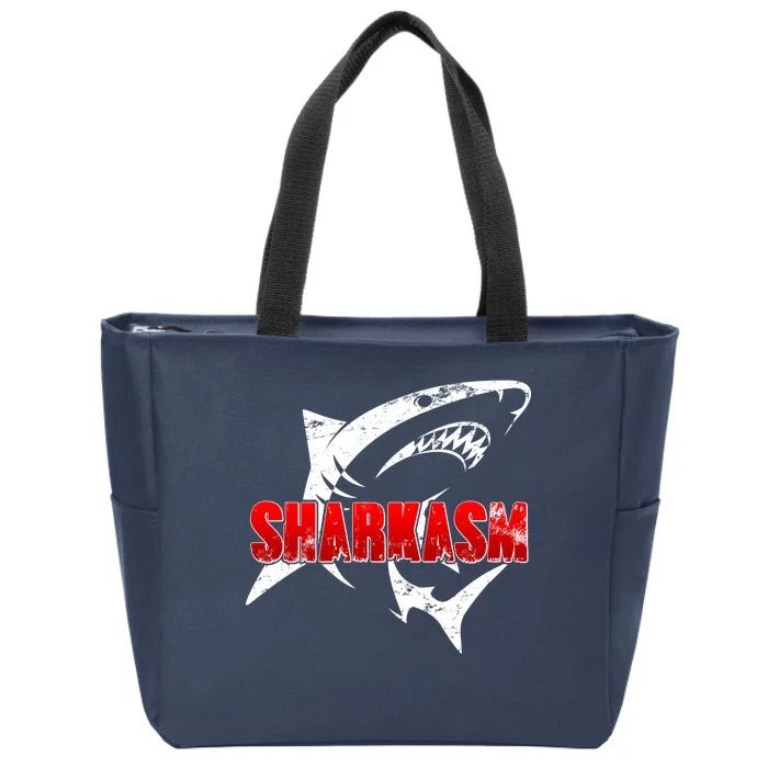 Funny Sharkasm Shark Fan Zip Tote Bag