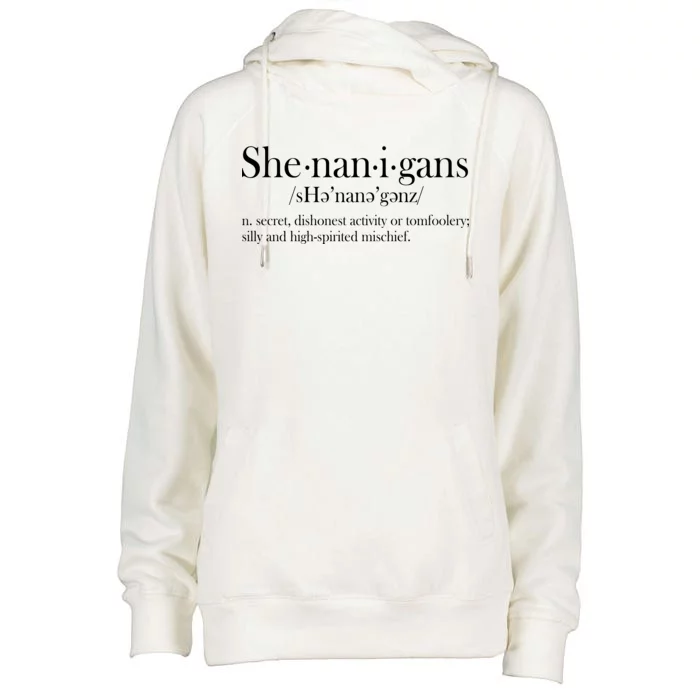 Funny Shenanigans Definition Womens Funnel Neck Pullover Hood