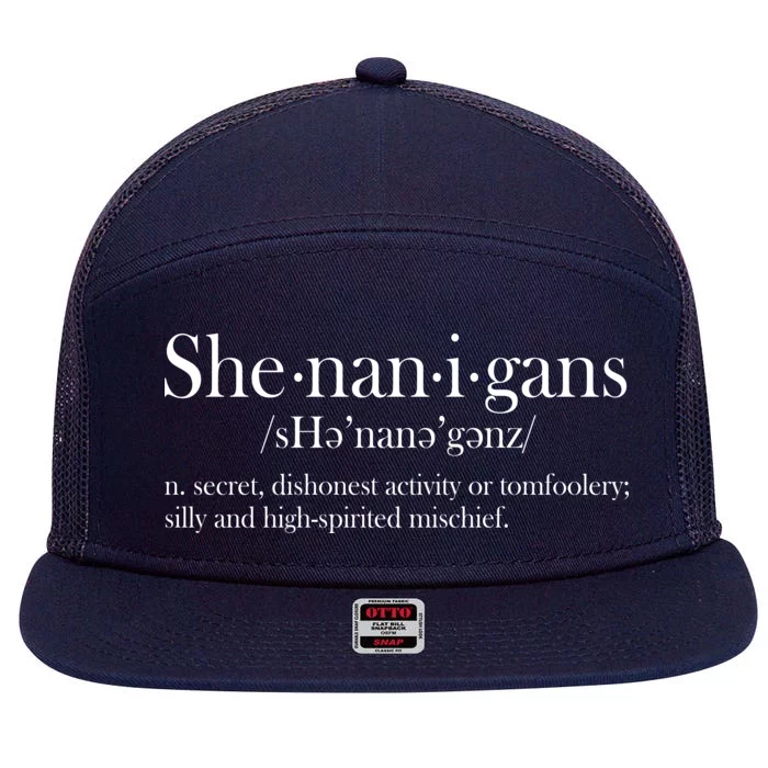 Funny Shenanigans Definition 7 Panel Mesh Trucker Snapback Hat