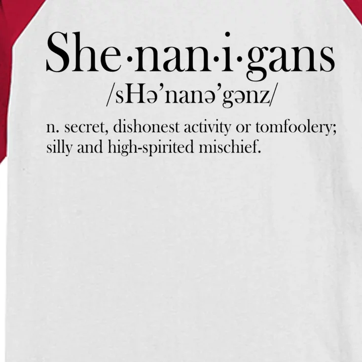 Funny Shenanigans Definition Kids Colorblock Raglan Jersey