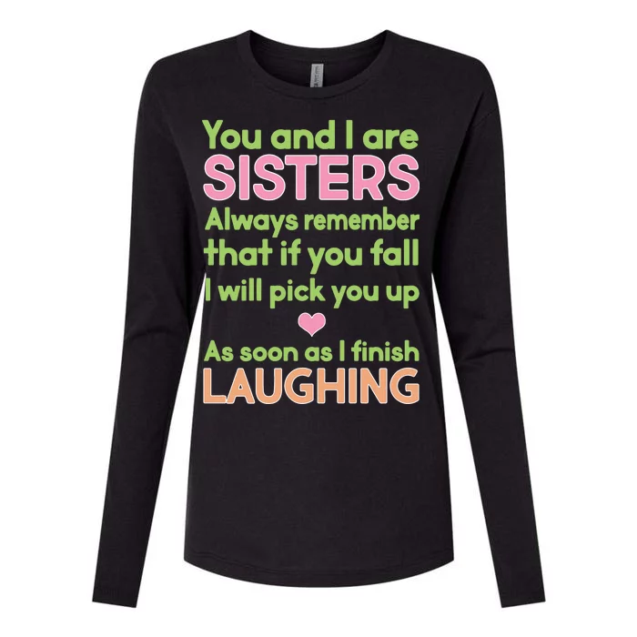 Funny Sisters Laughing Womens Cotton Relaxed Long Sleeve T-Shirt