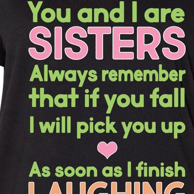 Funny Sisters Laughing Women's V-Neck Plus Size T-Shirt