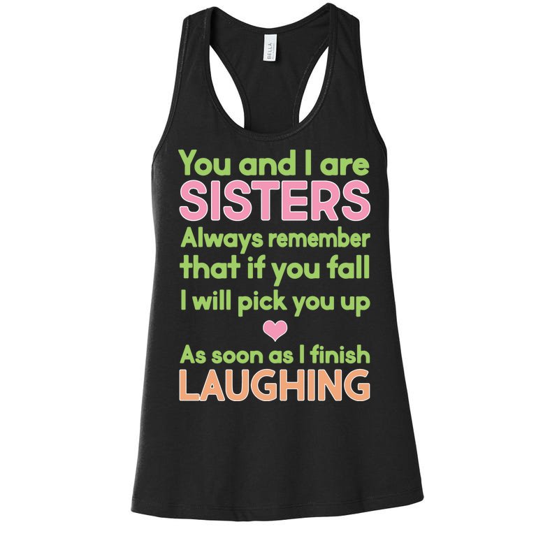 Funny Sisters Laughing Women's Racerback Tank