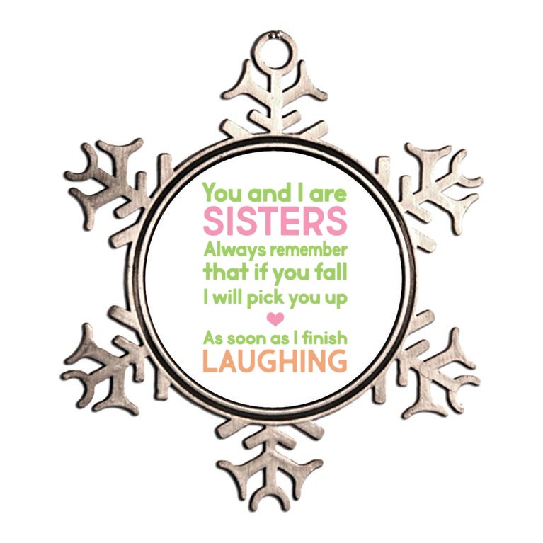 Funny Sisters Laughing Metallic Star Ornament
