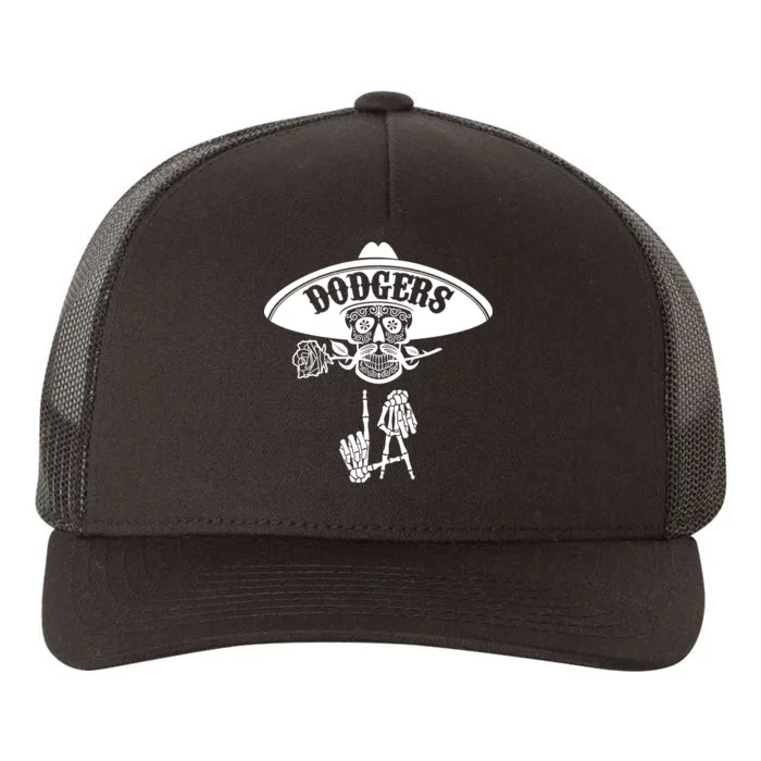 Funny Skull Dodgers Yupoong Adult 5-Panel Trucker Hat