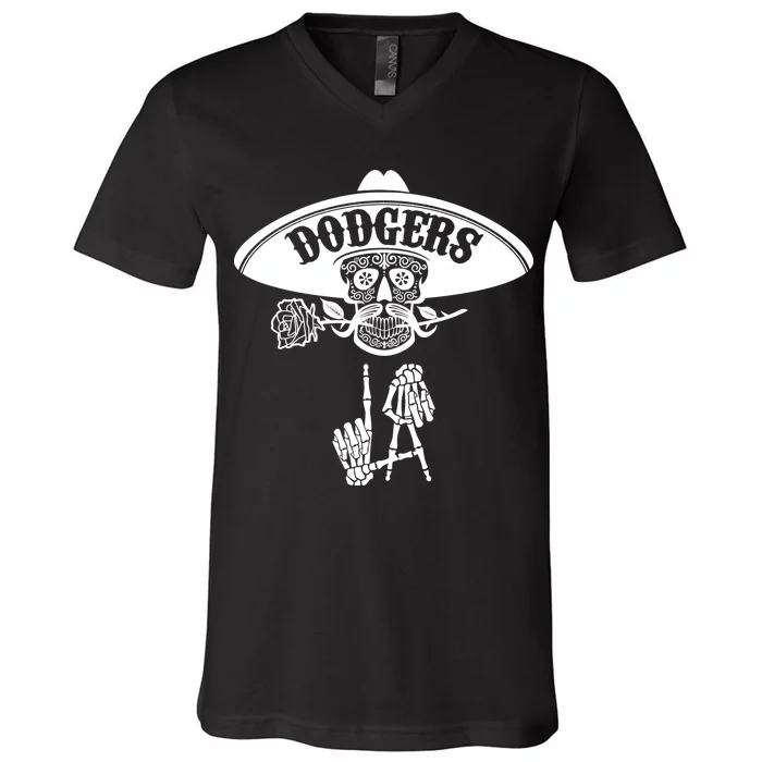 Funny Skull Dodgers V-Neck T-Shirt