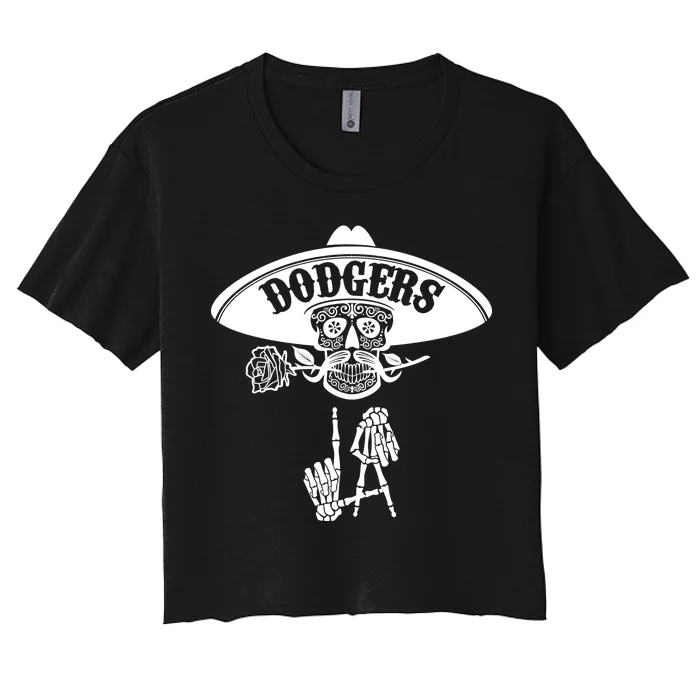 Funny Skull Dodgers Women's Crop Top Tee