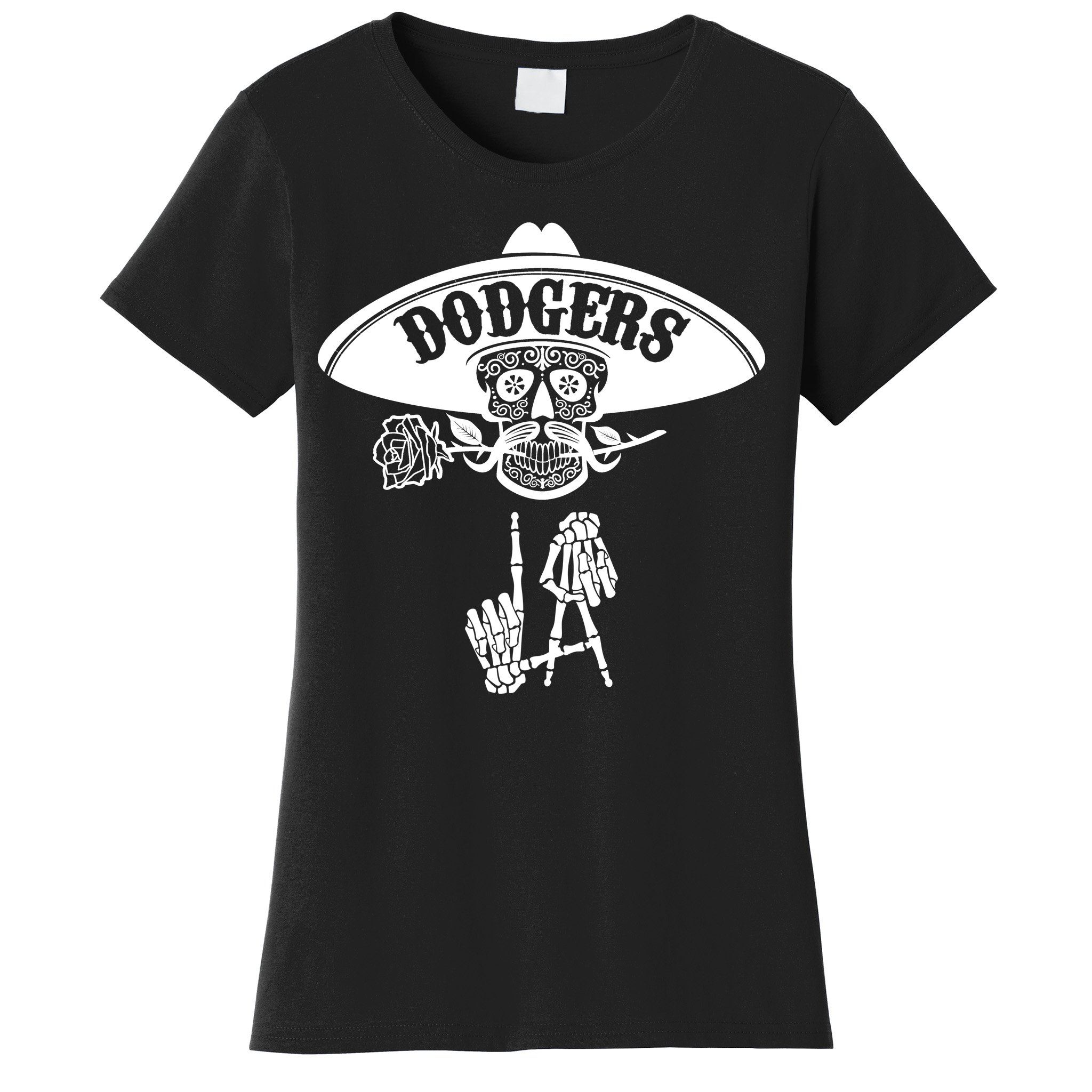 Teeshirtpalace Funny Skull Dodgers Women's V-Neck T-Shirt