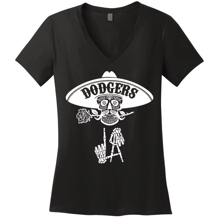 Funny Skull Dodgers V-Neck T-Shirt