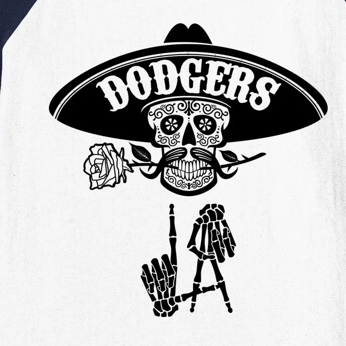Funny Skull Dodgers Baseball Sleeve Shirt