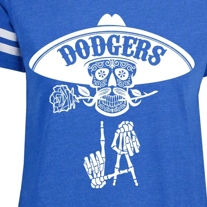 Funny Skull Dodgers Enza Ladies Jersey Football T-Shirt