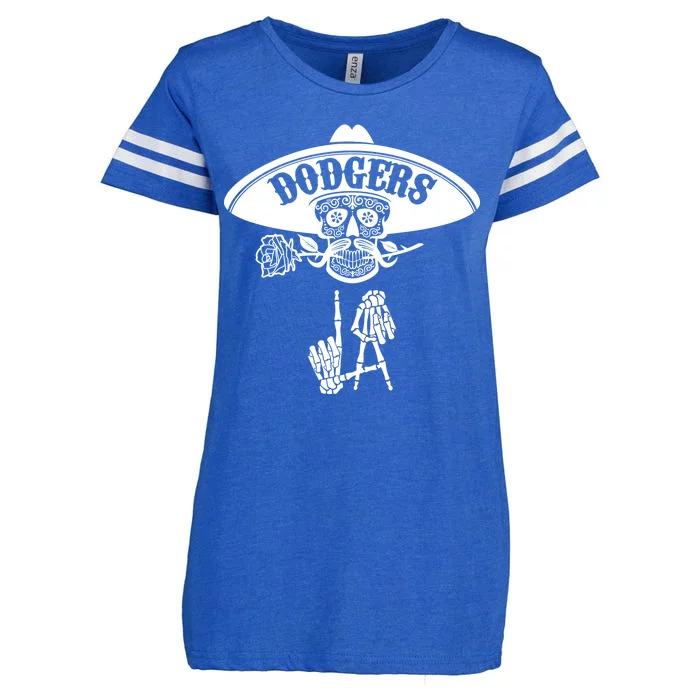 Funny Skull Dodgers Enza Ladies Jersey Football T-Shirt