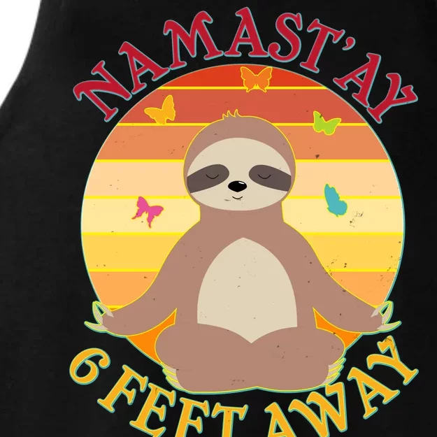 Funny Sloth Namast'ay 6 Feet Away Ladies Tri-Blend Wicking Tank