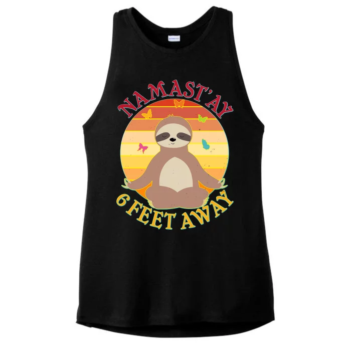 Funny Sloth Namast'ay 6 Feet Away Ladies Tri-Blend Wicking Tank