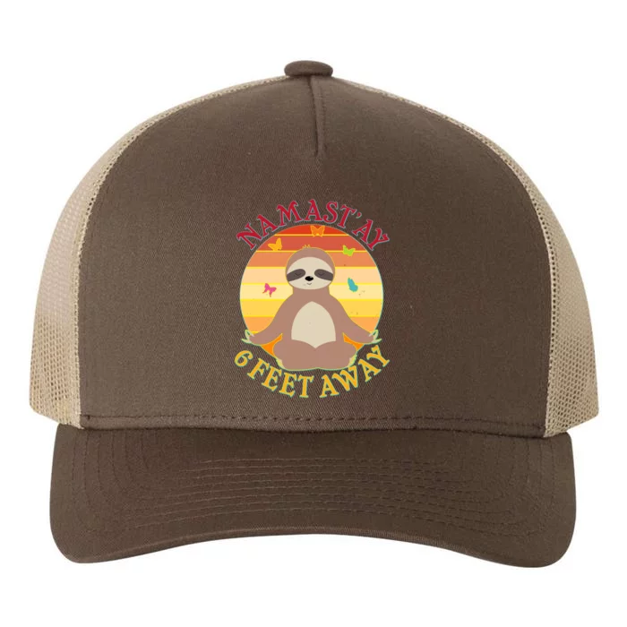 Funny Sloth Namast'ay 6 Feet Away Yupoong Adult 5-Panel Trucker Hat