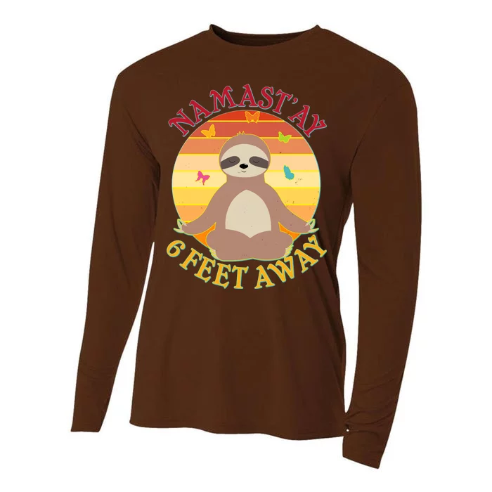 Funny Sloth Namast'ay 6 Feet Away Cooling Performance Long Sleeve Crew