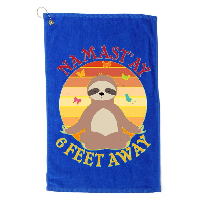 Funny Sloth Namast'ay 6 Feet Away Platinum Collection Golf Towel