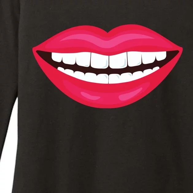 Funny Smile Lips Womens CVC Long Sleeve Shirt