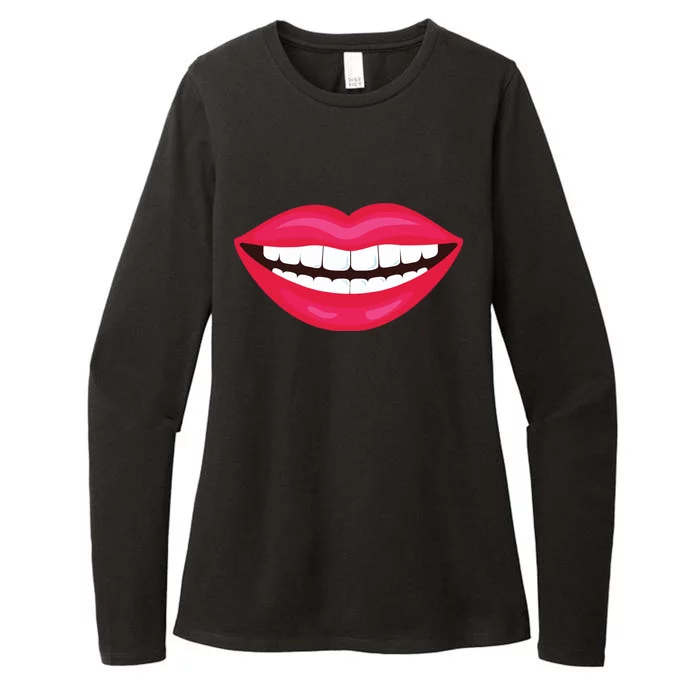 Funny Smile Lips Womens CVC Long Sleeve Shirt