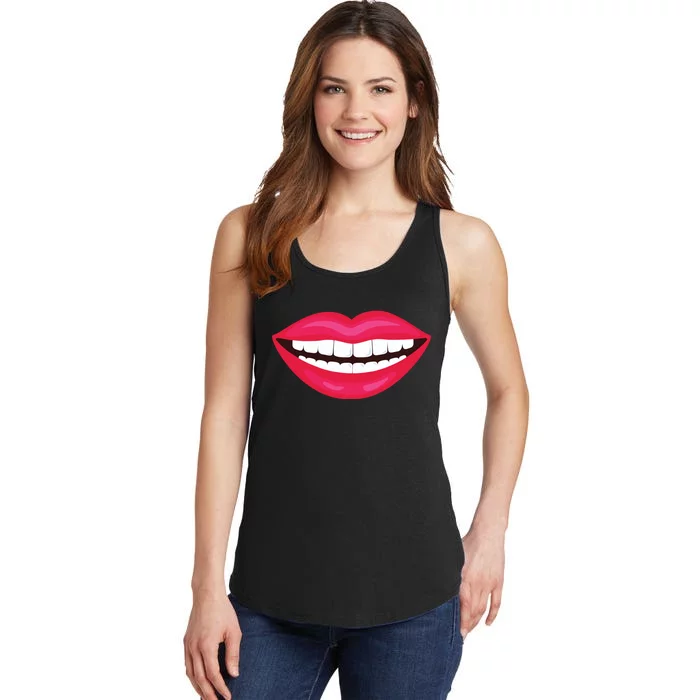 Funny Smile Lips Ladies Essential Tank