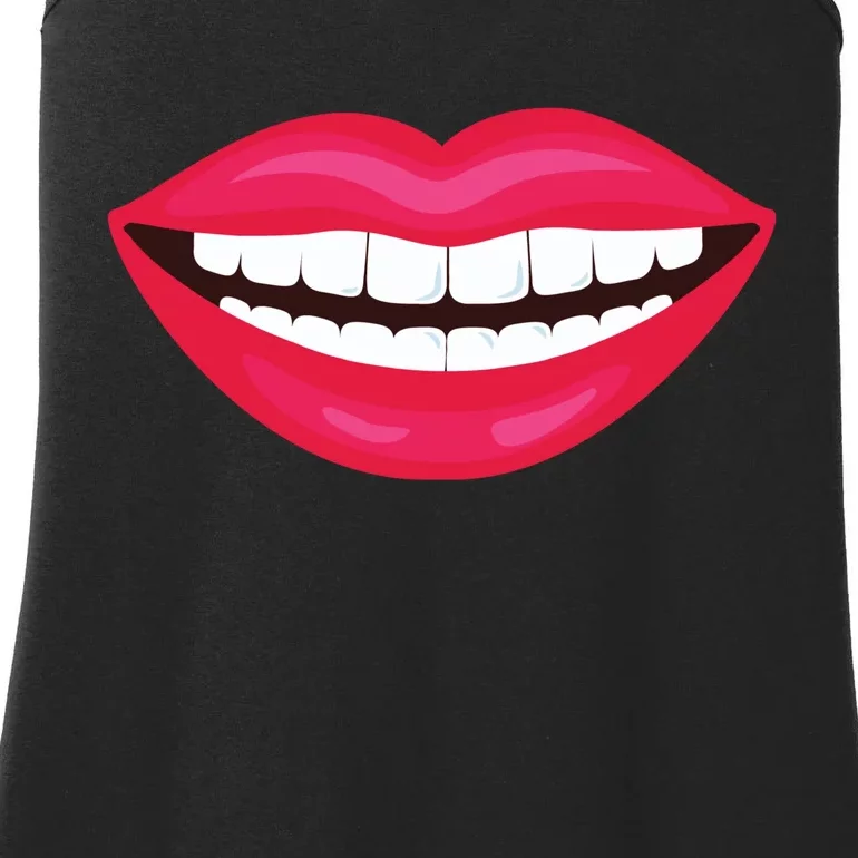 Funny Smile Lips Ladies Essential Tank