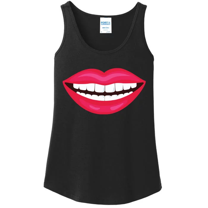 Funny Smile Lips Ladies Essential Tank